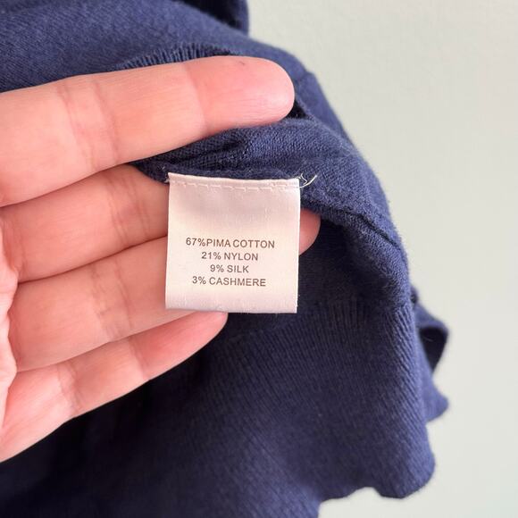 Peter Millar Sweater Mens M Blue Pima Cashmere Silk Blend Golf 1/4 Zip Pullover - Picture 8 of 8